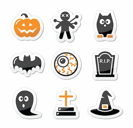 Labels set for hallowen party - pumpkin, witch, ghost Foto de stock - Royalty-Free Super Valor e Assinatura, Número: 400-06410944