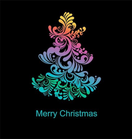 Stylized Christmas tree, abstract vector illustration . Stock Photo - Budget Royalty-Free & Subscription, Code: 400-06411075