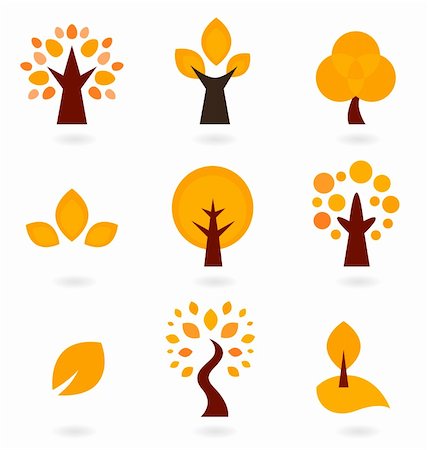 forest cartoon illustration - Autumn trees collection. Vector illustration Stock Photo - Budget Royalty-Free & Subscription, Code: 400-06411094