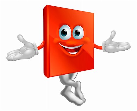 simsearch:400-06525993,k - Cartoon book mascot man with a big grin and crossed legs Foto de stock - Super Valor sin royalties y Suscripción, Código: 400-06411101
