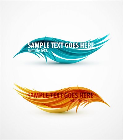 posters with ribbon banner - Abstrait bleu et orange le vecteur eps10 wave texte ligne set Photographie de stock - Aubaine LD & Abonnement, Code: 400-06411161