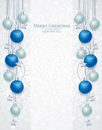 Christmas background with balls and snowflakes Stock Photo - Budget Royalty-Free & Subscription, Code: 400-06411505