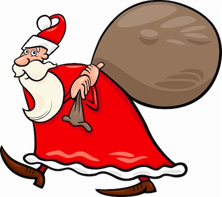 simsearch:400-07062650,k - Cartoon Illustration of Santa Claus or Papa Noel with Gifts in Sack for Christmas Fotografie stock - Microstock e Abbonamento, Codice: 400-06411514