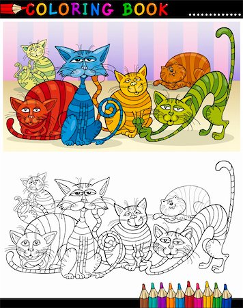 simsearch:400-06429538,k - Coloring Book or Page Cartoon Illustration of Fantasy Cats for Children Foto de stock - Super Valor sin royalties y Suscripción, Código: 400-06411530