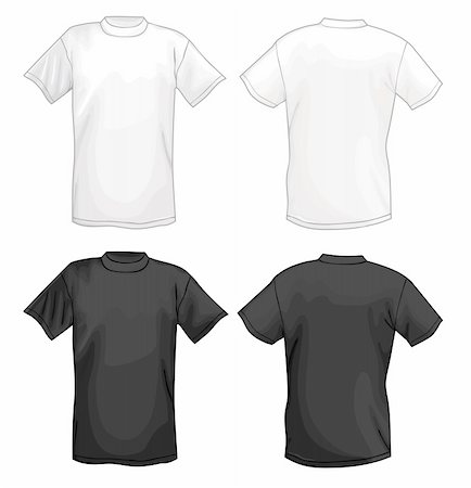 White and black vector T-shirt design template (front & back). Stock Photo - Budget Royalty-Free & Subscription, Code: 400-06411613