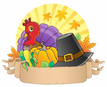 simsearch:400-07216215,k - Thanksgiving theme parchment 3 - vector illustration. Foto de stock - Royalty-Free Super Valor e Assinatura, Número: 400-06411659