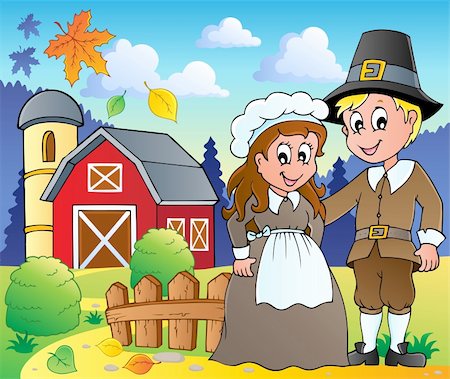 Thanksgiving pilgrim theme 2 - vector illustration. Stock Photo - Budget Royalty-Free & Subscription, Code: 400-06411651