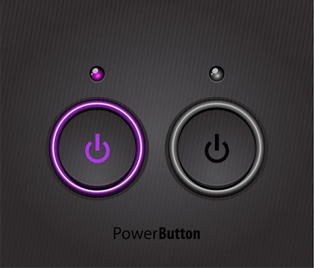Black power button with led light Stock Photo - Budget Royalty-Free & Subscription, Code: 400-06411769
