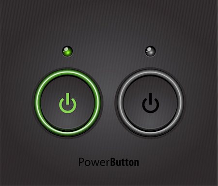 Black power button with led light Stock Photo - Budget Royalty-Free & Subscription, Code: 400-06411785