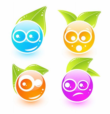 Collection of emoticons for green theme Stock Photo - Budget Royalty-Free & Subscription, Code: 400-06412211