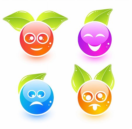 Collection of emoticons for green theme Stock Photo - Budget Royalty-Free & Subscription, Code: 400-06412212