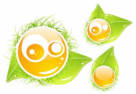 Collection of emoticons for green theme Stock Photo - Budget Royalty-Free & Subscription, Code: 400-06412213