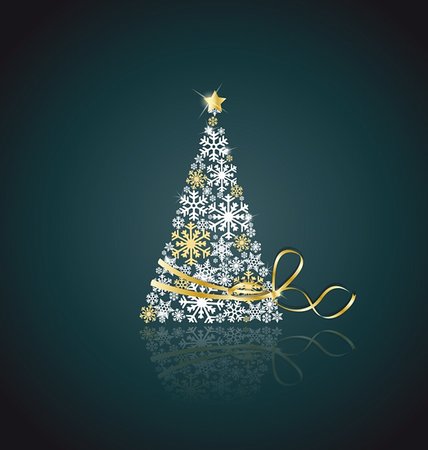 Christmas tree made from snowflakes with ribbon Stock Photo - Budget Royalty-Free & Subscription, Code: 400-06412485