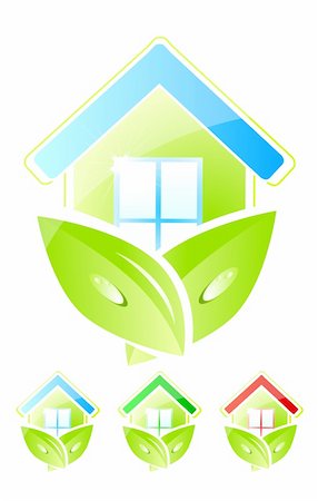 eco friendly home - Vector abstract nature home concept Foto de stock - Super Valor sin royalties y Suscripción, Código: 400-06412601