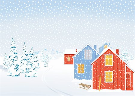 party de noël - Paysage d'hiver dans la neige Photographie de stock - Aubaine LD & Abonnement, Code: 400-06412616