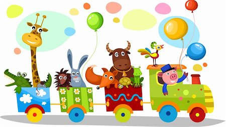 pictures rabbit turtle - vector illustration of a cute train Stock Photo - Budget Royalty-Free & Subscription, Code: 400-06412839