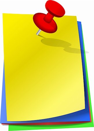 sticky notes messages - Colorful sticky notes attached with red pin. Vector Illustration Stock Photo - Budget Royalty-Free & Subscription, Code: 400-06413211