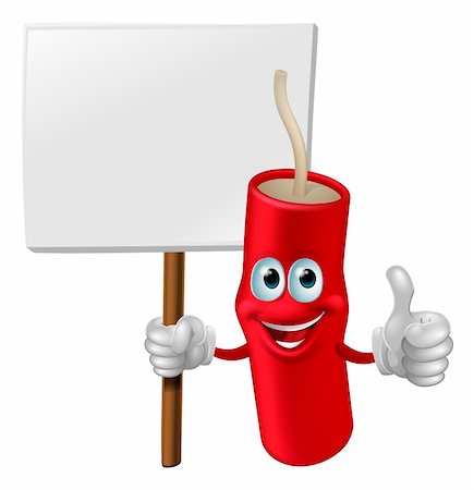 dynamite fuse - Illustration of a fireworks man holding a sign and doing a thumbs up gesture Stock Photo - Budget Royalty-Free & Subscription, Code: 400-06413231