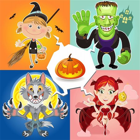 escova (artist) - An Illustration Of Halloween Characters. Useful As Icon, Illustration And Background For Hallowen Theme. Stock Photo - Budget Royalty-Free & Subscription, Code: 400-06413413