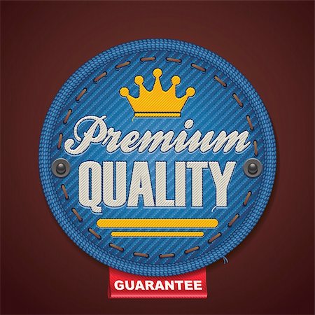simsearch:400-06420740,k - Detailed icon representing fabric badge with embroidered “Premium quality” Stock Photo - Budget Royalty-Free & Subscription, Code: 400-06413554