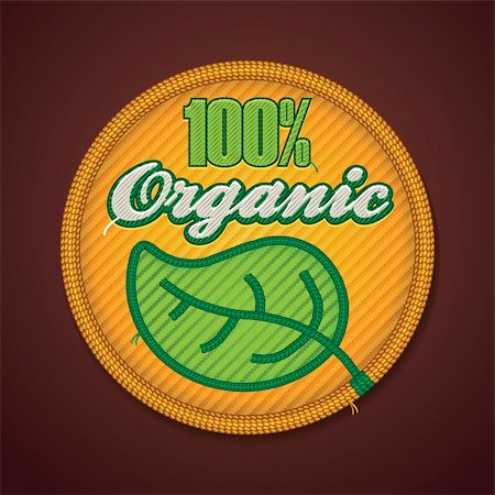 simsearch:400-06420740,k - Detailed icon representing fabric badge with embroidered 100% organic  text Stock Photo - Budget Royalty-Free & Subscription, Code: 400-06413553