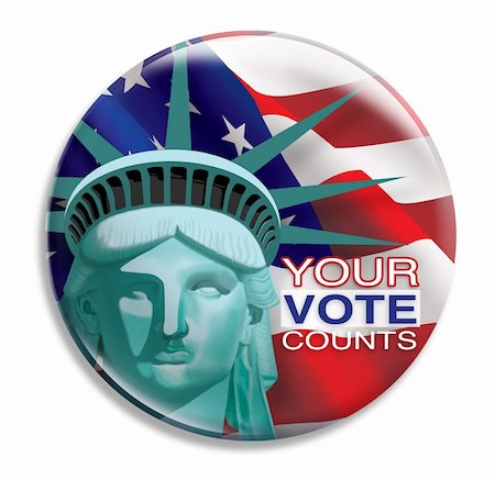 flag waving with statue of liberty - Digital illustration of Your Vote Counts Button Stock Photo - Budget Royalty-Free & Subscription, Code: 400-06413622