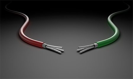 Illustration de deux fils électriques sur un fond sombre Photographie de stock - Aubaine LD & Abonnement, Code: 400-06413647