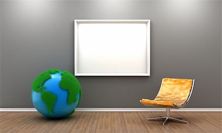 simsearch:400-06102809,k - Illustration of a room with planet and modern interior Stock Photo - Budget Royalty-Free & Subscription, Code: 400-06413640