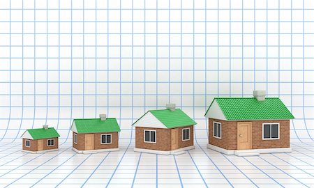 The small houses with a green roof on grid background Stock Photo - Budget Royalty-Free & Subscription, Code: 400-06413653