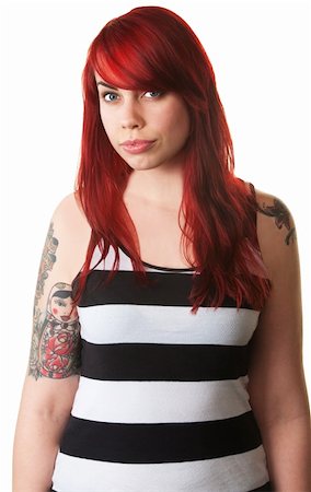 Hübsche junge europäische Frauen mit roten Haaren auf isolierte backgroun Stockbilder - Microstock & Abonnement, Bildnummer: 400-06424172