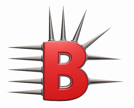 simsearch:400-06421942,k - letter b with metal prickles on white background - 3d illustration Stock Photo - Budget Royalty-Free & Subscription, Code: 400-06424408