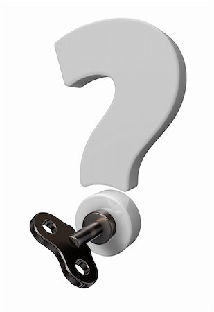 simsearch:400-04665113,k - question mark with wind up key - 3d illustration Stock Photo - Budget Royalty-Free & Subscription, Code: 400-06424412