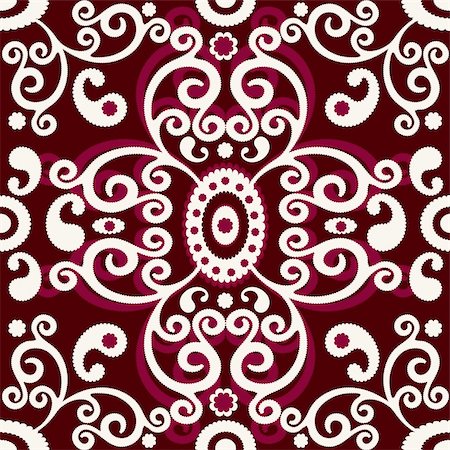 simsearch:400-06080425,k - Dark brown seamless pattern with white vintage curls (vector) Stock Photo - Budget Royalty-Free & Subscription, Code: 400-06424445