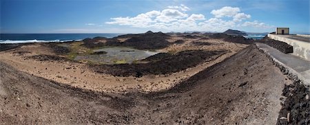 Blick vom Leuchtturm Martino, Lobos Insel, Kanarische Inseln, Spanien. Stockbilder - Microstock & Abonnement, Bildnummer: 400-06424454