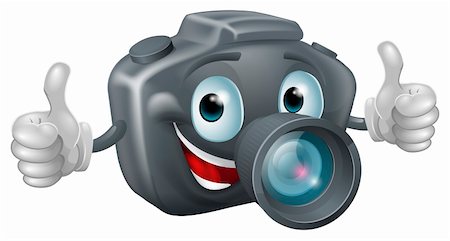 Un dessin animé heureux caméra mascotte souriant et donnant qu'un double thumbs up Photographie de stock - Aubaine LD & Abonnement, Code: 400-06424520