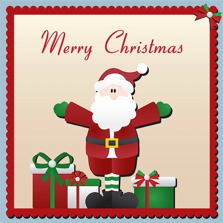 red christmas invitation - Vector Christmas card with Santa Claus and presents. Stock Photo - Budget Royalty-Free & Subscription, Code: 400-06424645
