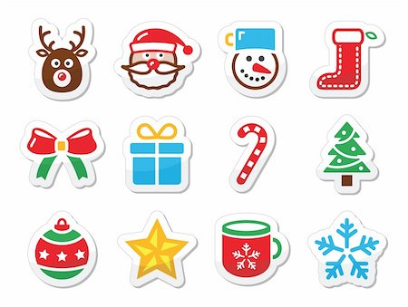 simsearch:400-07718917,k - Xmas holidays vector icons collection Stock Photo - Budget Royalty-Free & Subscription, Code: 400-06424762