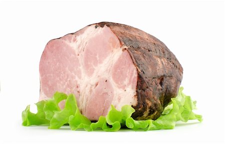 roasted ham - smoked ham isolated on white background Stock Photo - Budget Royalty-Free & Subscription, Code: 400-06425069