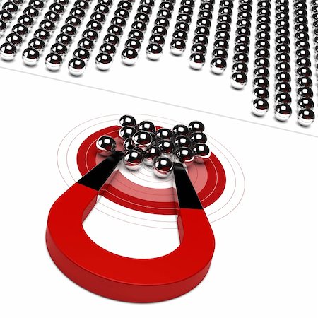 simsearch:400-07309669,k - red horseshoe magnet metal balls and target, the balls reach their objective Stock Photo - Budget Royalty-Free & Subscription, Code: 400-06425173