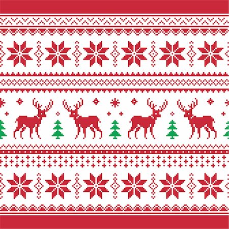 simsearch:400-05329259,k - Red and green Xmas background - nordic style Foto de stock - Royalty-Free Super Valor e Assinatura, Número: 400-06425271