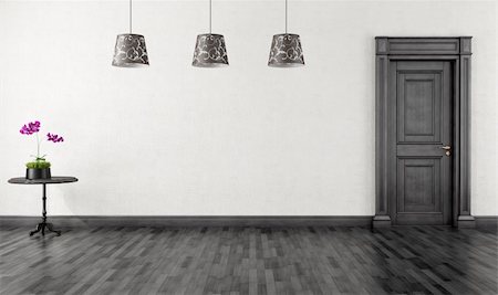 simsearch:400-06107722,k - empty vintage room with black  classic door- rendering Stock Photo - Budget Royalty-Free & Subscription, Code: 400-06425694