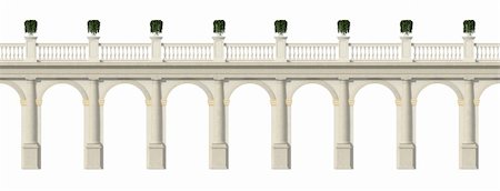 simsearch:400-07038923,k - Tuscany colonnade with arches and balustrade isolate on white- rendering Stock Photo - Budget Royalty-Free & Subscription, Code: 400-06425690