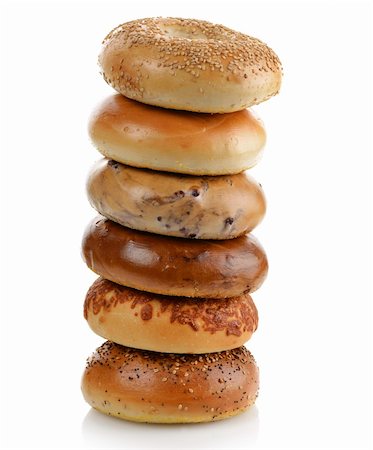 sesame bagel - Assortment Of Bagels On White Background Stock Photo - Budget Royalty-Free & Subscription, Code: 400-06425955