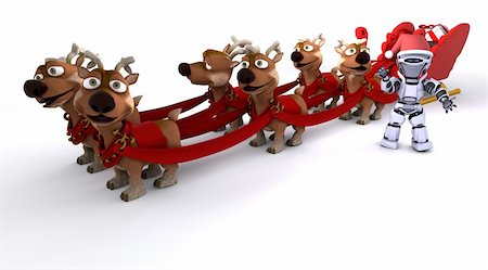 3D render of a Robot withsleigh and reindeer Stock Photo - Budget Royalty-Free & Subscription, Code: 400-06426084