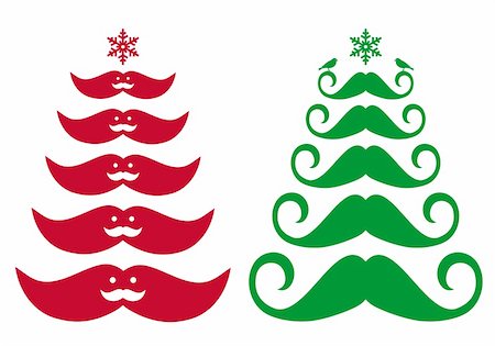simsearch:400-07115285,k - Mustache Christmas tree, vector design elements Stock Photo - Budget Royalty-Free & Subscription, Code: 400-06426091