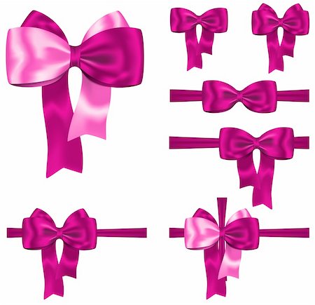 simsearch:400-05699224,k - Pink gift ribbon and bow set for decorations on white background. Vector Foto de stock - Super Valor sin royalties y Suscripción, Código: 400-06426101