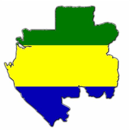Carte muette du Gabon en drapeau du Gabon Photographie de stock - Aubaine LD & Abonnement, Code: 400-06426367