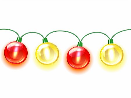 red christmas bulbs - MultiColored lamp festive garland. Seamless on white background Stock Photo - Budget Royalty-Free & Subscription, Code: 400-06426384