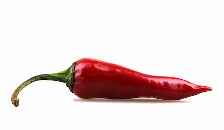 Red chilli peppers on white background. Fotografie stock - Microstock e Abbonamento, Codice: 400-06426380