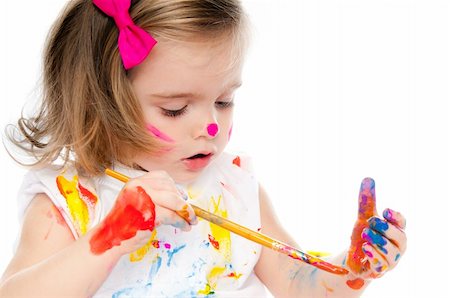 simsearch:400-04382434,k - cute little girl with a brush and paints on a white background Foto de stock - Royalty-Free Super Valor e Assinatura, Número: 400-06426768